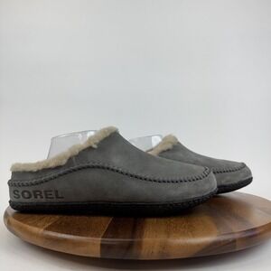 New NWOB Mens Falcon Ridge II Gray Suede Faux Fur Lined Comfort Slippers Size 11